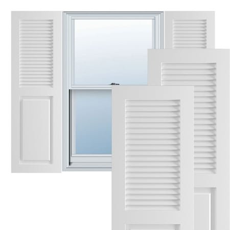 True Fit PVC, Combination Louver Panel Shutters, Unfinished, 14W X 87H